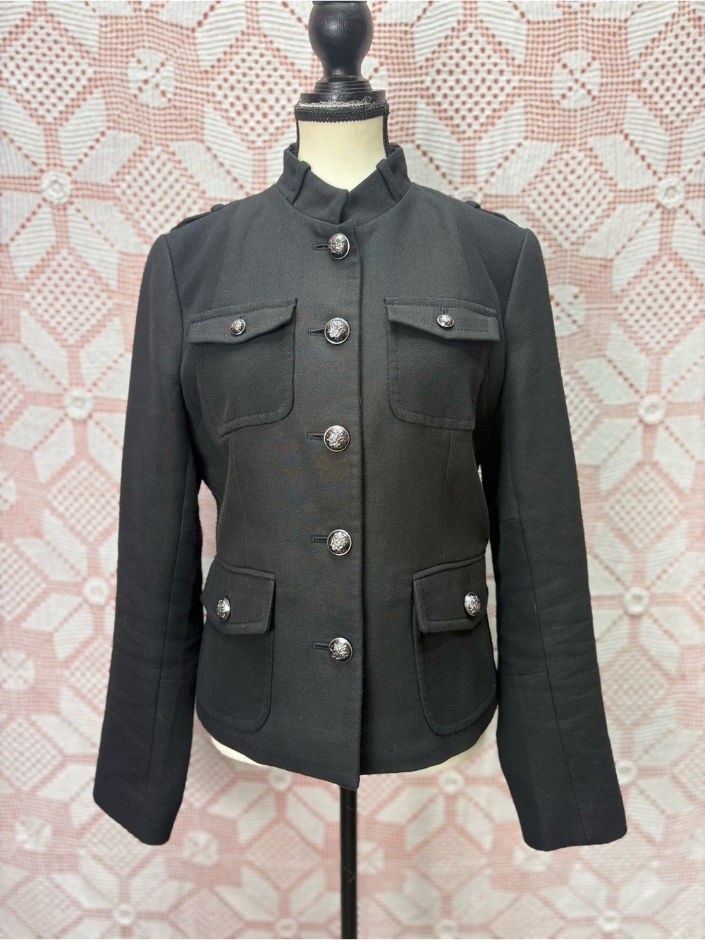 Banana Republic Black Cotton Military Inspired Jacket